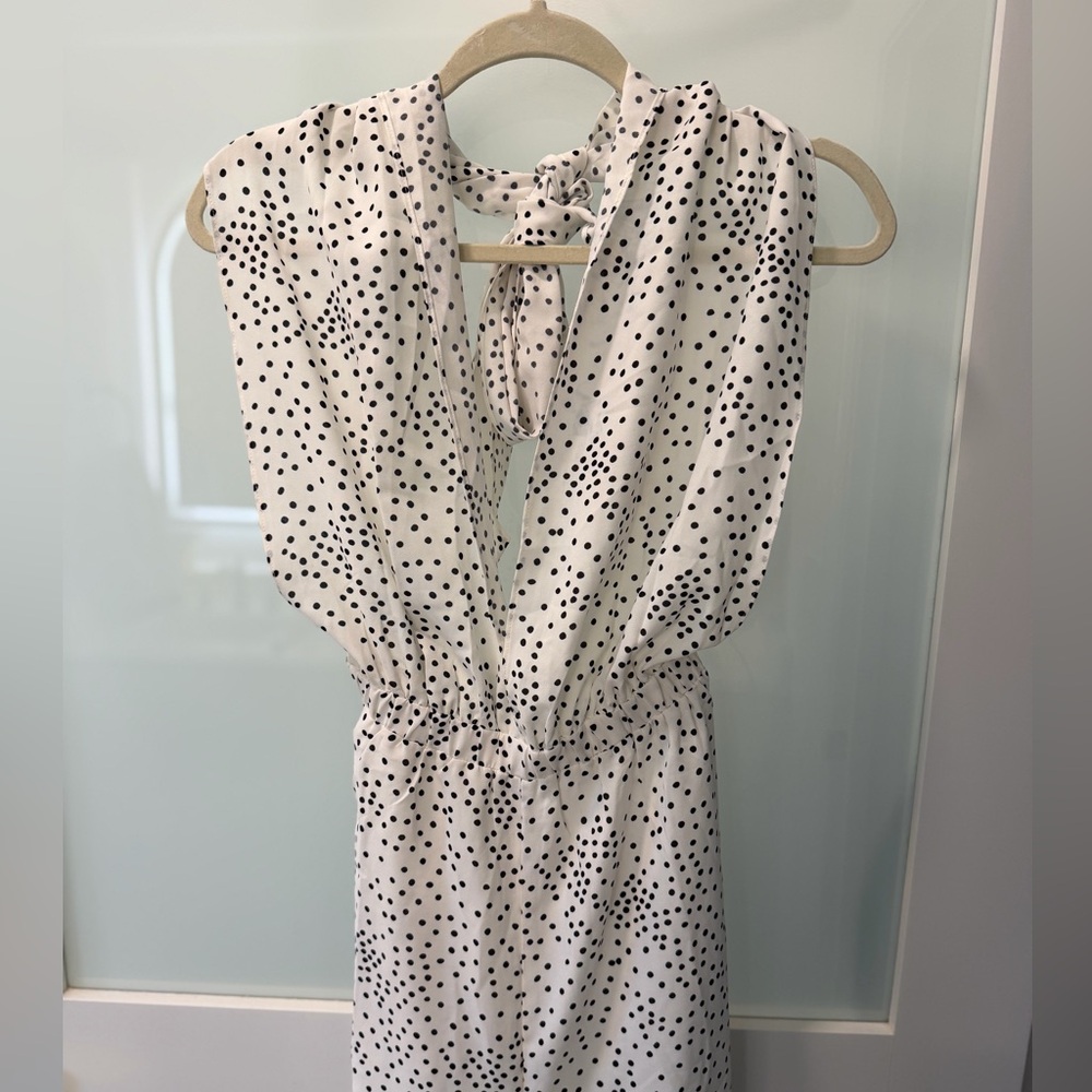 FAVLUX Black and White Backless Halter Jumpsuit